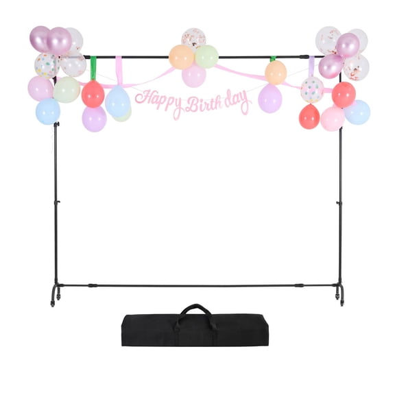 Washure 7 x 10 FT Movable Photo Backdrop Stand Kit with Wheels, Adjustable Heavy Duty Background Support for Wedding, Photo Studio & Party Events