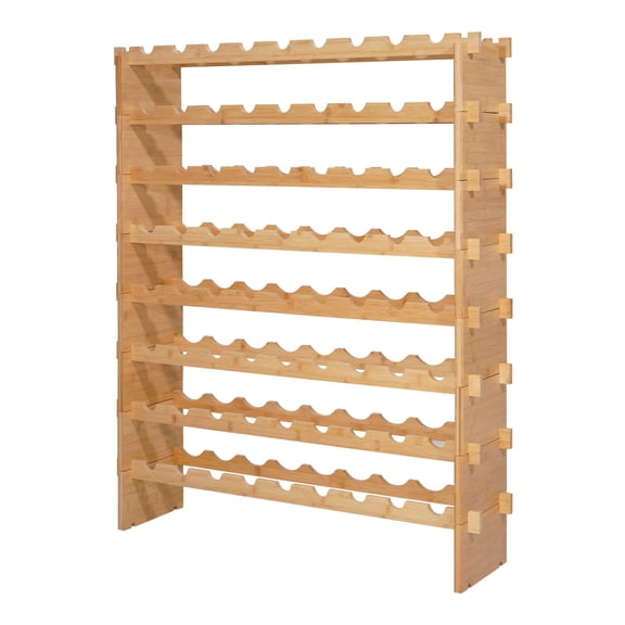 Washure 72 Bottle Stackable Modular Wine Rack, 8-Tier Freestanding Wine Storage Rack, Sturdy Wines Holder Display Shelf, Wobble-Free & Easy Assembly for Kitchen, Cellar, Bar, Natural