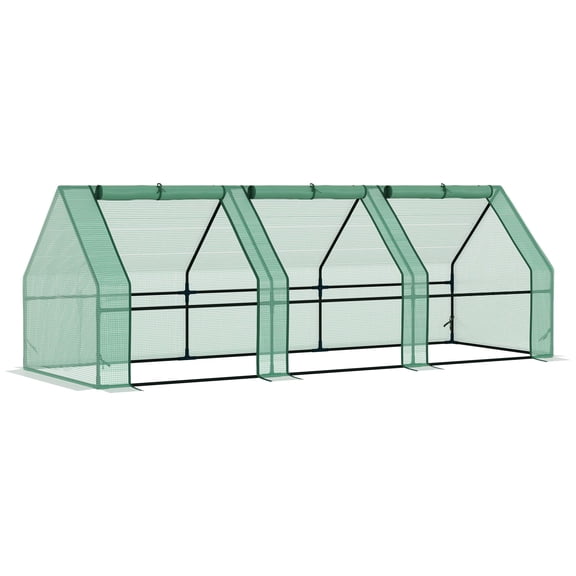 Washure 9'x3'x3' Portable Mini Outdoor Garden Greenhouse, Oversize Zipper Access Doors, Water UV Block Green PE Cover