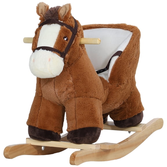 Washure Baby Rocking Horse with Sound & Safety Belt for 18-36 Months, Brown