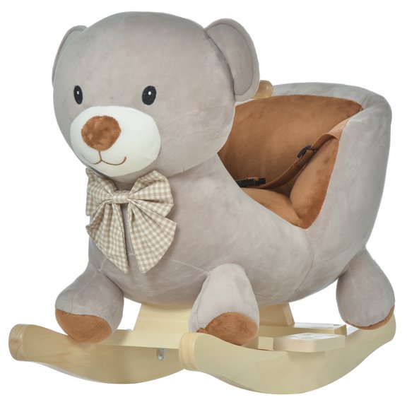 Washure Bear-Shaped Rocking Horse with Sound for 18-36 Months, Gray