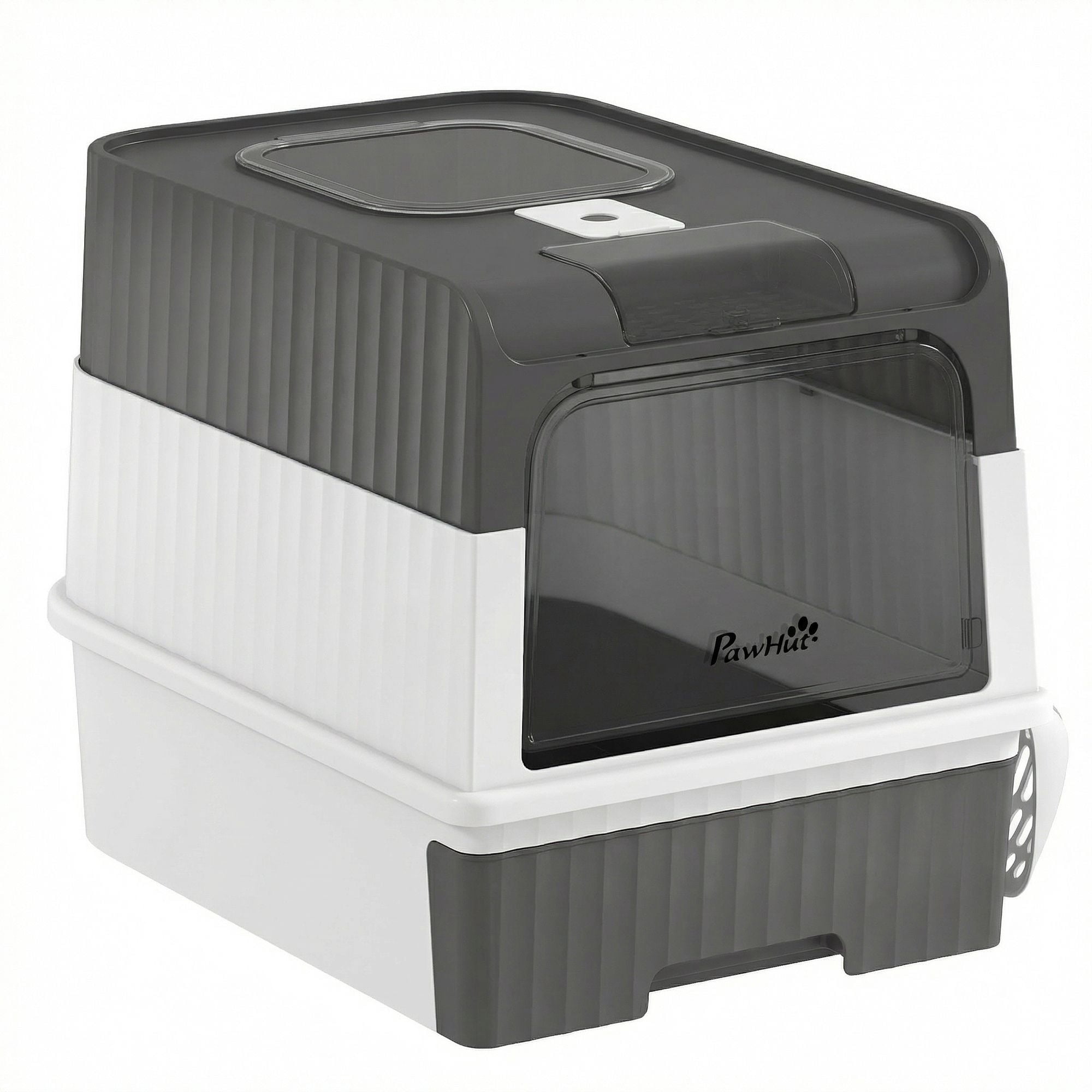 Washure Front Top Entry Hooded Cat Litter Box with Drawer Tray, Gray Easy Cleaning Cat Toilet