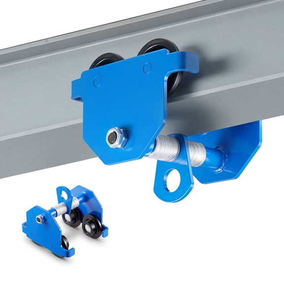 Washure Manual Push Beam Trolley, 1100 LBS / 0.5 Ton Dual Wheel I-Beam Hoist Trolley, Adjustable Flange 2.1" to 5.5", Carbon Steel for Straight & Curved I-Beams