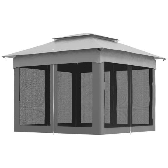 Washure Outdoor Patio Pop Up Canopy Gazebo Shelter with Zipper Netting, Carry Bag, 10.7'x10.7'x8.9', Light Gray