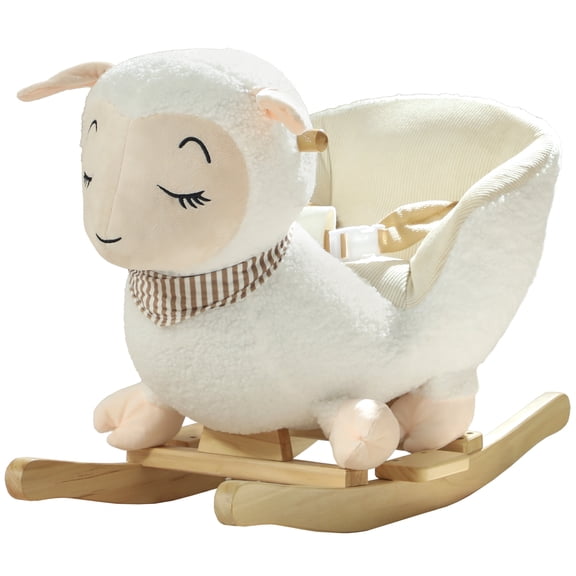 Washure Sheep Rocking Horse with Lullaby Music for 18-36 Months, White