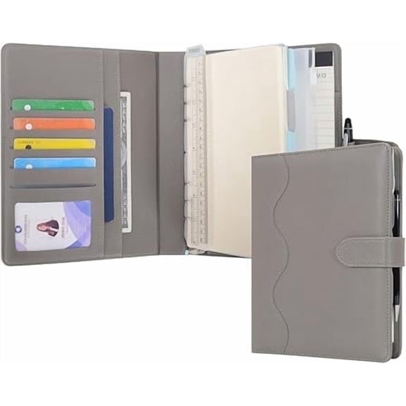 Wason A5 Binder PU Leather Journal Ring Portfolio Lined Notebook Refillable Paper Diary with Removable Clipboard Writing Notepad for Travel Business School Agenda Organizer (Grey)