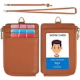 thumbnail image 1 of Wason Badge Holder Card Wallet Real Leather with Zipper, Detachable Neck Lanyard, Hand Strap, Retractable Badge Reel, Multi Purpose Case for ID Permit Badge Coin Key Driver's License (Brown), 1 of 8