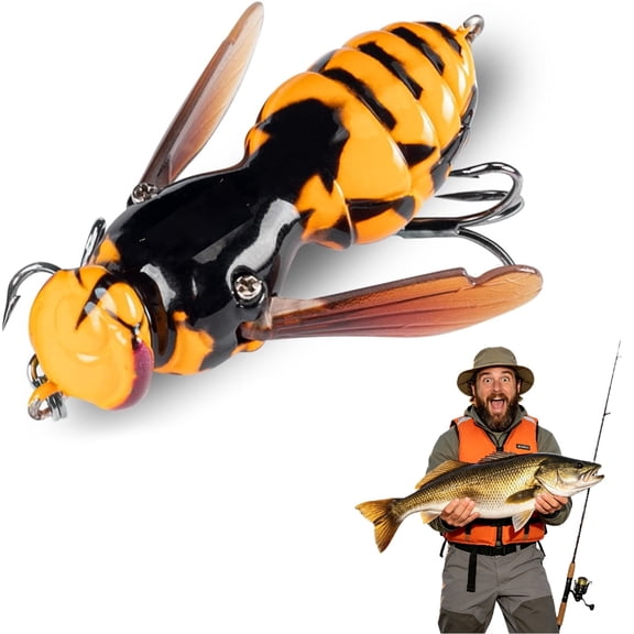 Wasp Craw Bait Insect Bionic Floating Fishing Lure, ABS Plastic Carbon Steel Treble Hook, Freshwater Saltwater Swimbaits for Bass Pike Carp(RL Orange)