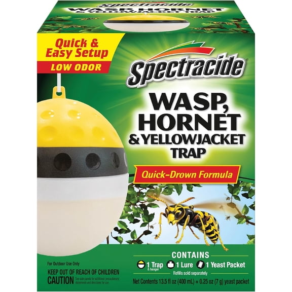 Wasp, Hornet & Yellowjacket Trap, Hanging Wasp & Hornet Trap with a Quick-Drown Formula That Submerges & Kills Insects, 1 Count