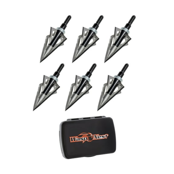 Wasp SharpShooter 100-Grain Fixed-Blade Broadhead Arrow (6-Pack) with Case