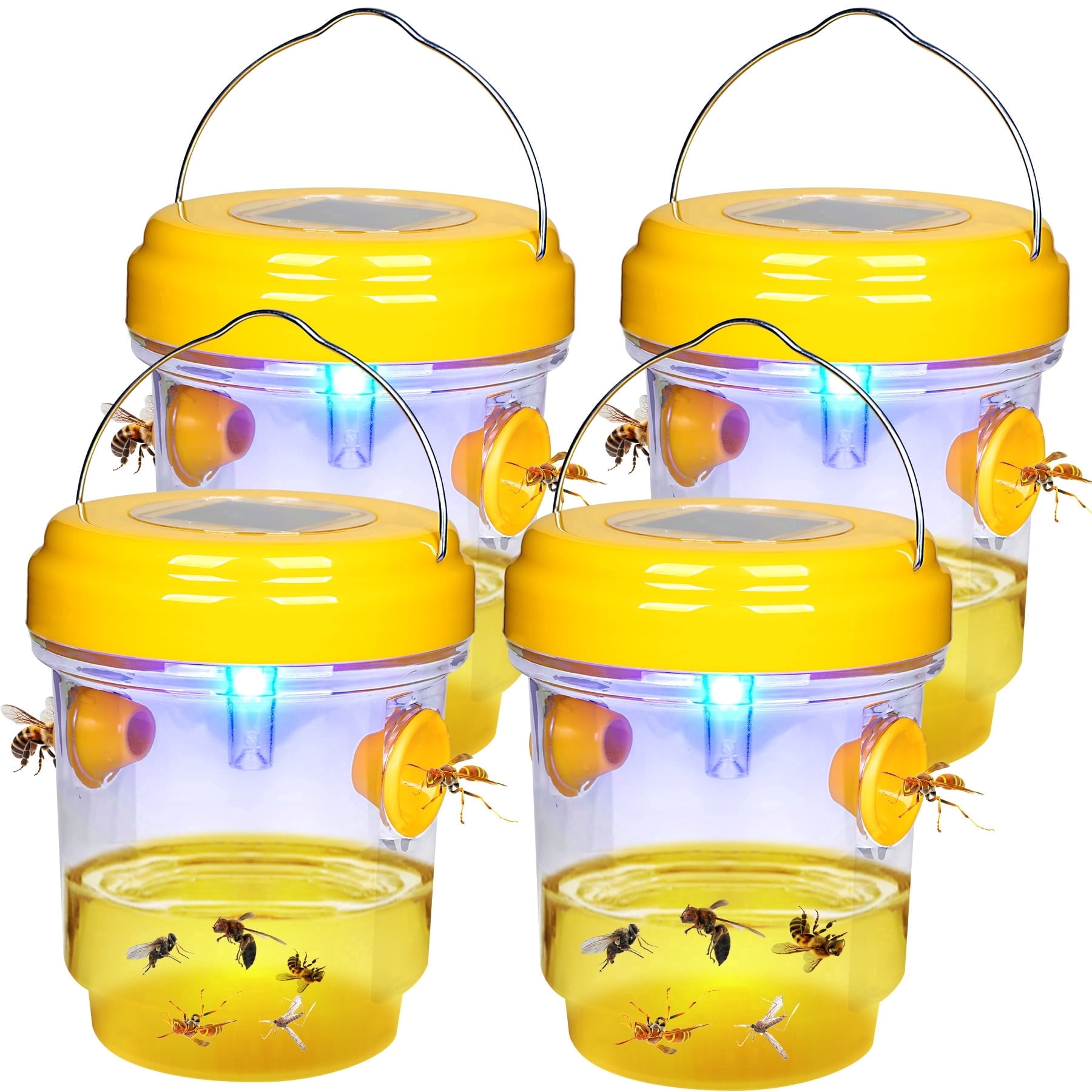 X-PEST Wasp Trap Outdoor Hanging, 4 Pack Solar Power Bee Trap for Yard, Garden, Home