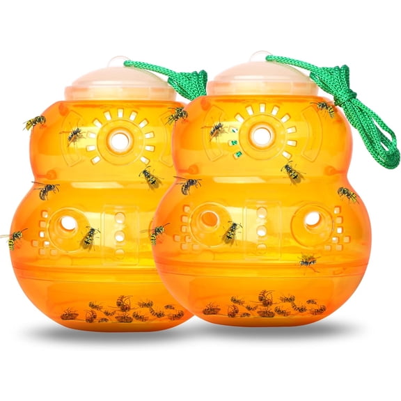 Wasps Bees Traps Outdoor Hanging Catcher Deterrent Killer Insect Catcher Non-Toxic Reusable Hornet Yellow Jacket 2 Pack