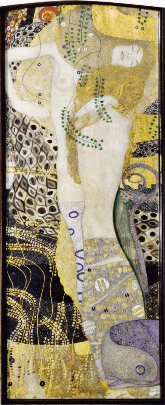 Wasserschlangen I Freundinnen Canvas Art - Gustav Klimt (18 x 24)