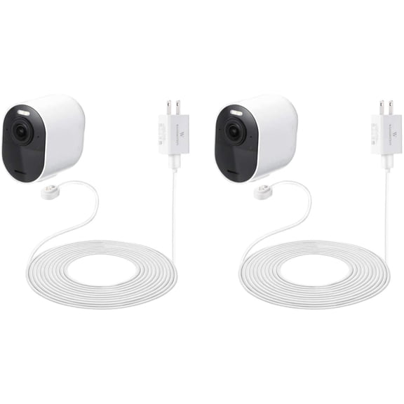 Wasserstein 25ft Weatherproof Outdoor Magnetic Charging Cable w/ Quick Charge Adapter for Arlo Ultra/Ultra 2, Pro 3/Pro 4/Pro 5s (2 Pack, White)