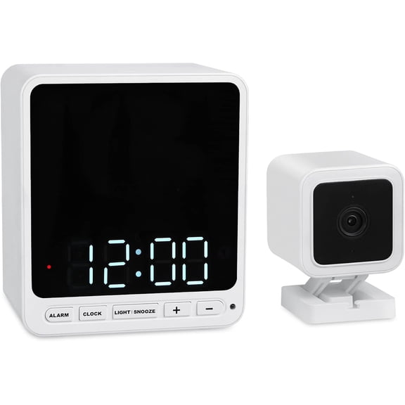 Wasserstein Alarm Clock Camera Case - Compatible with Wyze Cam V4/V3/V3 Pro/OG - Cover for Low-Key Camera Placement (White) (Camera NOT Included)