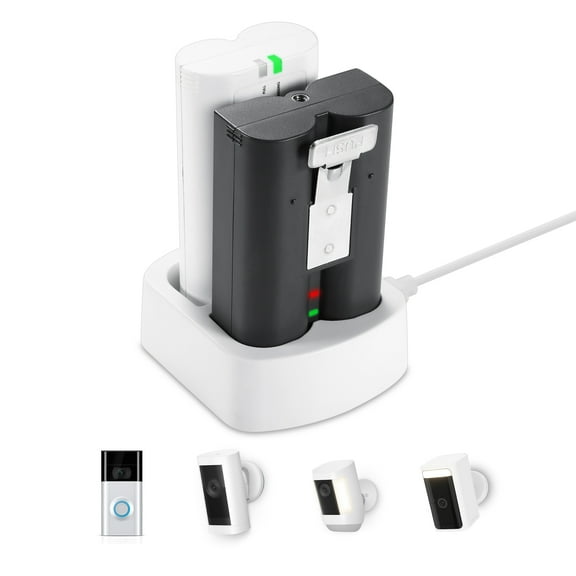 Wasserstein Battery Charging Station Compatible with Ring Camera/Ring Doorbell and Wyze Battery Cam Pro Batteries - Portable Charger with Dual Charging Dock (Batteries NOT Included)