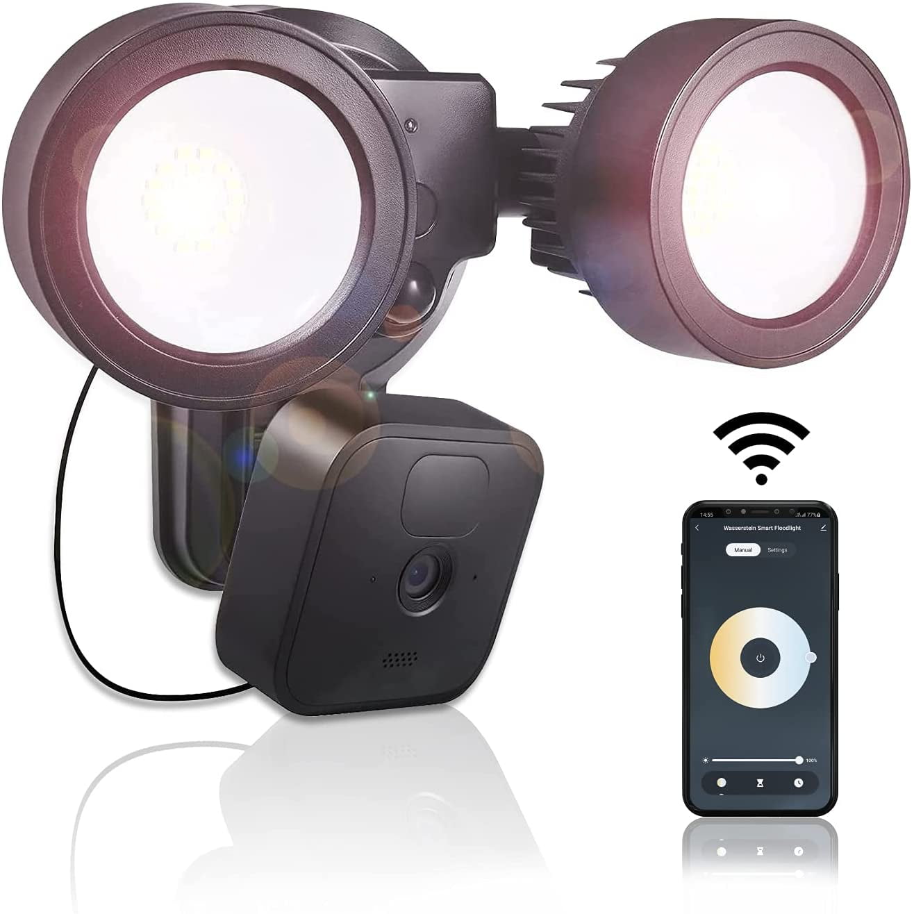 Black Dual LED Security Floodlight with Motion Sensor