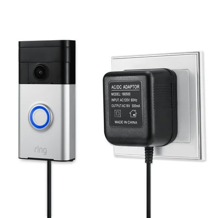 Wasserstein - AC Power Adapter for Ring Video Doorbell - Black