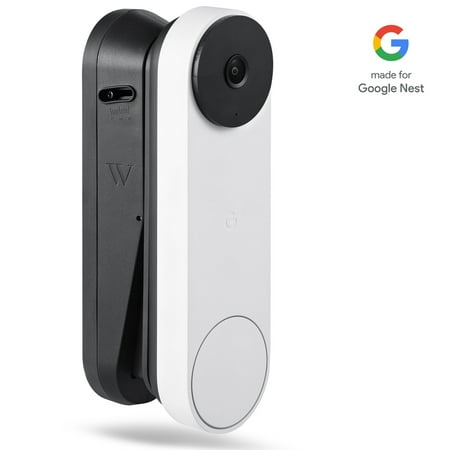 Wasserstein - Vertical Adjustable Mount for Google Nest Doorbell (battery) - Black