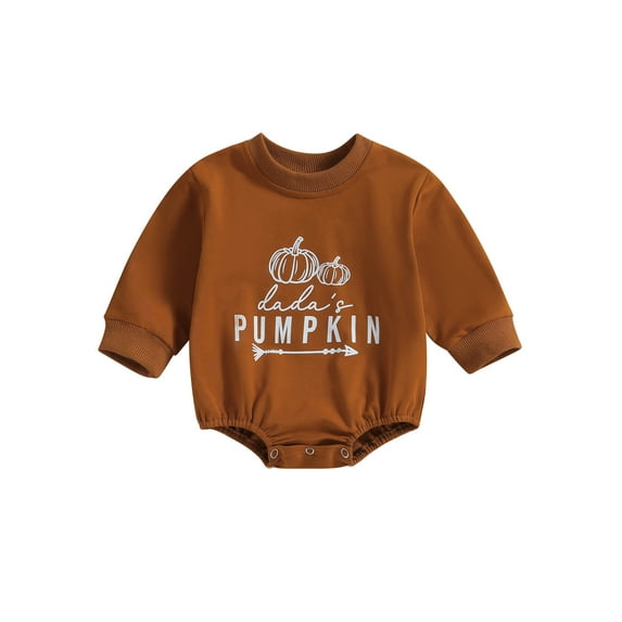 Wassery 2PCS Baby Boys Girls Sweatshirt Rompers Infant Halloween Clothes Letter Pumpkin Print Long Sleeve Jumpsuit 6M 12M 18M 24M Newborn Cute Fall Outfits