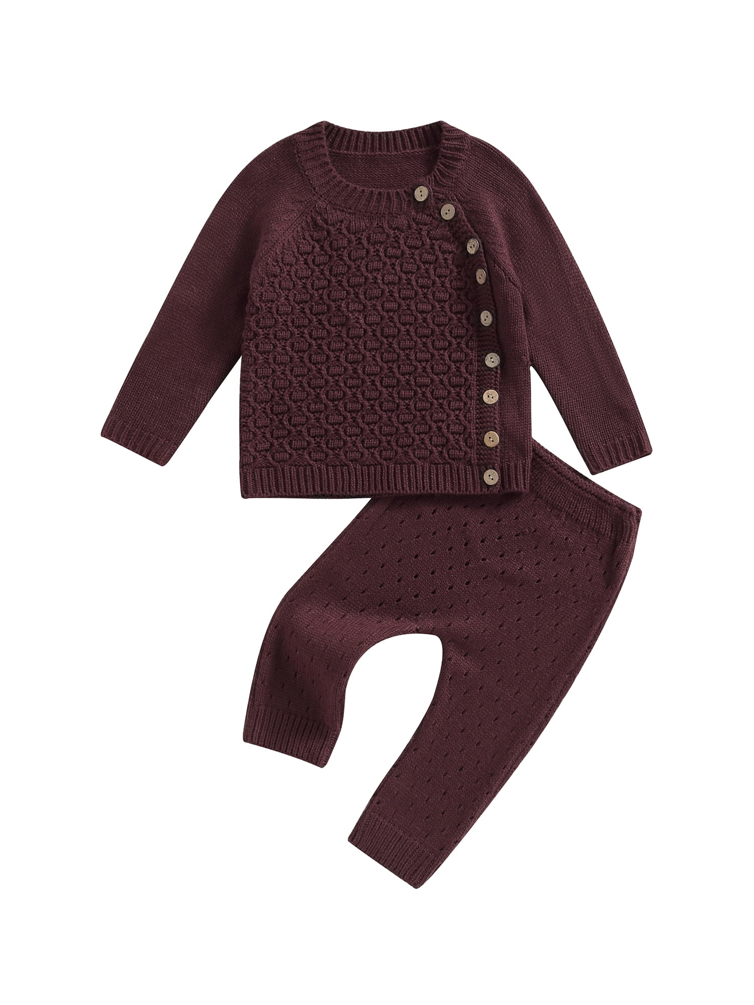 Wassery 2PCS Infant Baby Knit Fall Outfits for Boys Girls Solid