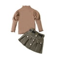 thumbnail image 1 of Wassery 2PCS Kids Girls Fall Outfits 1T 2T 3T 4T 5T 6T Toddler Girls Clothes Ribbed Lettuce Trim Long Sleeve Tops Houndstooth Print Skirt 0-6 Years, 1 of 9