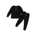 thumbnail image 1 of Wassery 2PCS Kids Girls Fall Pajamas Set Toddler Girls Boys Nightwear Long Sleeve Round Neck Tops Long Pants Sleepwear Loungewear Outfit Set 18M-6T, 1 of 8