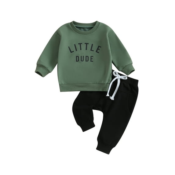 Wassery 2Pcs Toddler Boys Fall Outfits Baby Boy Long Sleeve Letter Print Sweatshirt Pullover Tops Sweatpants 6M 12M 18M 24M 3T Newborn Boy Autumn Clothes