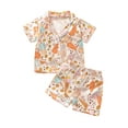 thumbnail image 1 of Wassery 2Pcs Toddler Boys Girls Outfits Ice Cream/Dinosaur Print Short Sleeve Lapel Button Shirt and Casual Shorts Set Kids Summer Clothes 1-7Years, 1 of 9