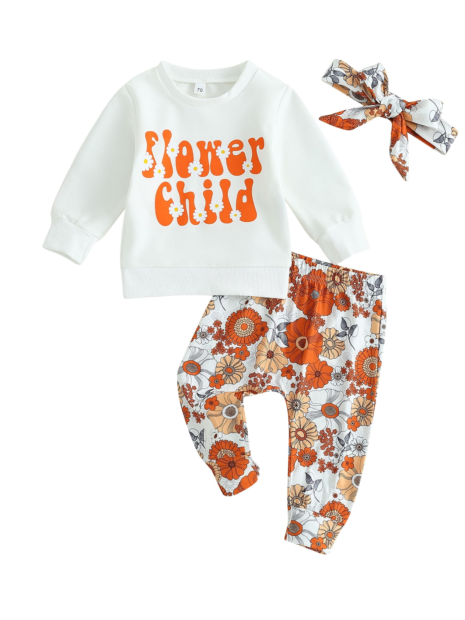 Wassery 3PCS Newborn Baby Girl Outfits Long Sleeve Letter Print