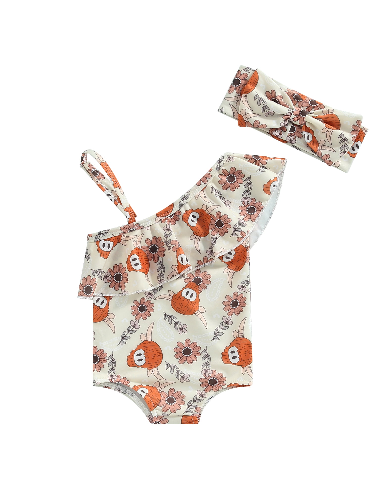 Wassery 4th of July Infant Baby Girl Swimsuits Outfits Summer Cow Head