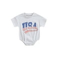thumbnail image 1 of Wassery 4th of July Toddler Boys Romper ,Independence Day Clothes Suit, Letters Print Short Sleeve Round Neck Bodysuits Summer Infant Bodysuits 2-3T, 1 of 8