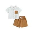 thumbnail image 1 of Wassery Baby Boy Clothes Sets 6M 12M 18M 24M 2T 3T Infant Boys Summer Outfits Contrast Color Pocket Turn-Down Collar Short Sleeve Shirts and Elastic Waist Shorts 2pcs Toddler Boys Clothes Set, 1 of 8
