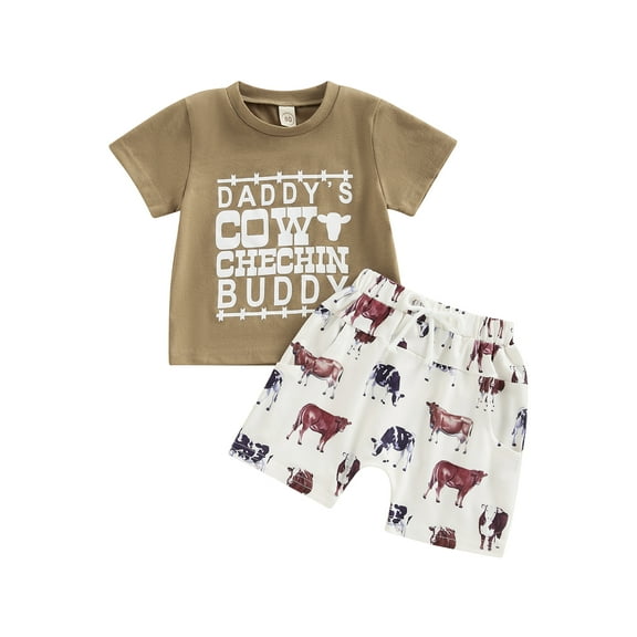 Wassery Baby Boy Father's Day Clothes 6 12 18 24 Months Infant Letter Print Short Sleeve T-Shirt Top Shorts Set 2Pcs Toddler Summer Casual Outfits