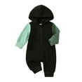 thumbnail image 1 of Wassery Baby Boy Girl Fall Clothes 3 6 12 18 Months Infant Contrast Color Hooded Romper Jumpsuit One Piece Clothing 0-18M, 1 of 9