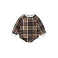 thumbnail image 1 of Wassery Baby Boy Girl Romper Clothes 3M 6M 12M 18M Infant Boys Girls Round Neck Long Sleeve Plaid Print Toddler Fall Bodysuits, 1 of 8