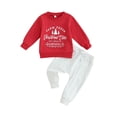 thumbnail image 1 of Wassery Baby Boys Christmas Clothes 6M 12M 18M 24M 3T Toddler Boys Long Sleeve Letter Print Sweatshirt Top Elastic Waist Sweatpants Infant Casual Fall Christmas Outfit 0-3Y, 1 of 8