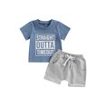 thumbnail image 1 of Wassery Baby Boys Clothes Letter Short Sleeve T-Shirt Top+Toddler Boys Shorts Casual Summer Clothes 2Pcs Set 0-3Years, 1 of 9