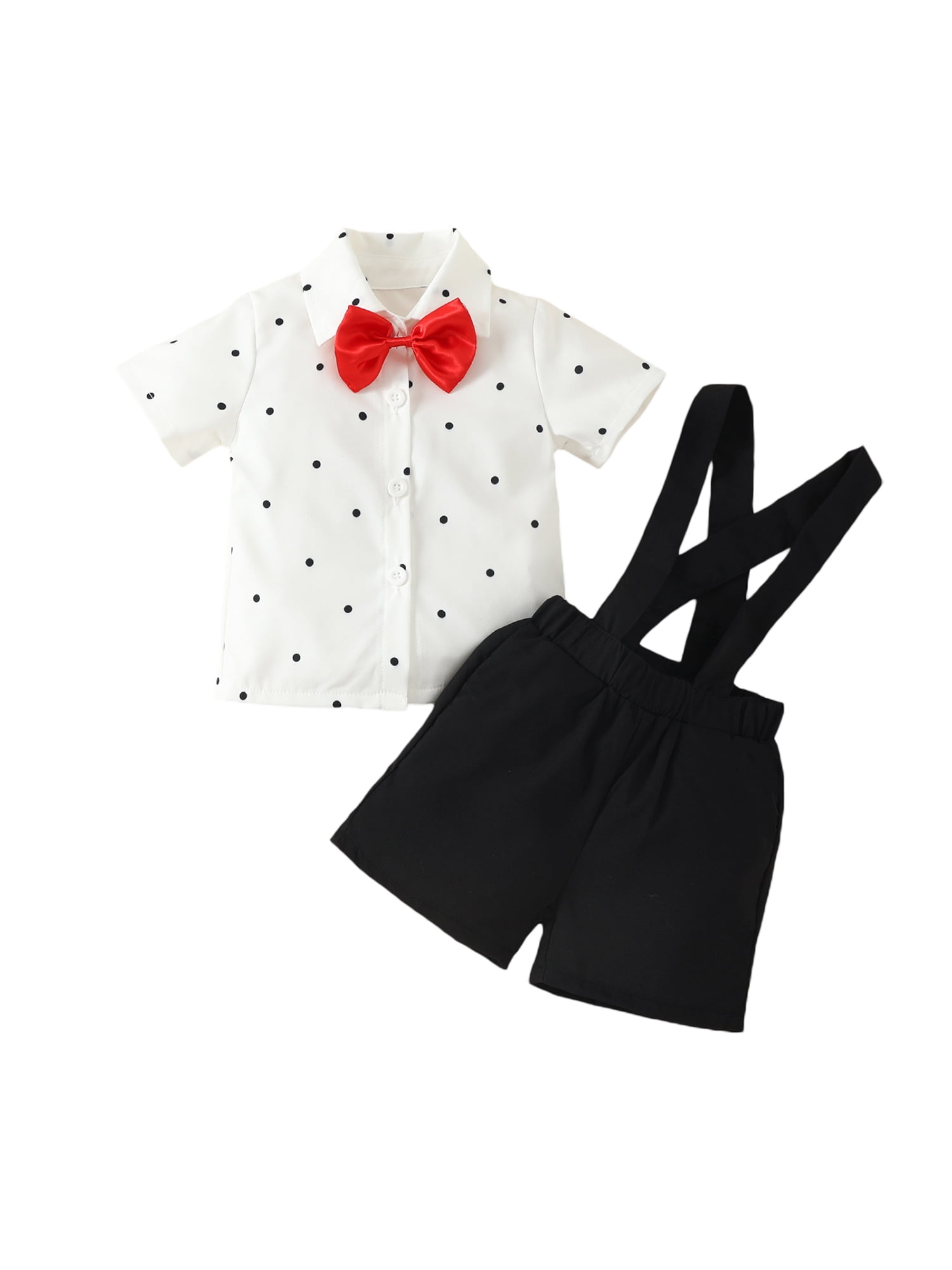 Wassery Baby Boys Clothes Suit Bow Tie Dots Print Short Sleeve