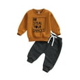 thumbnail image 1 of Wassery Baby Boys Fall Outfits Clothes 6M 12M 18M 24M 3T Kids Boys Long Sleeve Letter Print Sweatshirt and Long Pants 2PCS Casual Autumn Clothing for Toddler Boys, 1 of 9