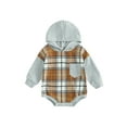 thumbnail image 1 of Wassery Baby Boys Fall Winter Hooded Jumpsuit Long Sleeve Plaid Warm Romper Bodysuits 6 12 18 24 Months Infant Playsuits, 1 of 9