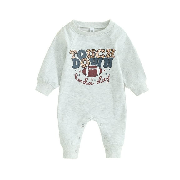 Wassery Baby Boys Girls Casual Jumpsuits Newborn Boys Girls Letter Print Long Sleeve Round Neck One Piece Bodysuit 3M 6M 12M 18M Infant Boys Girls Loose Fit Rompers