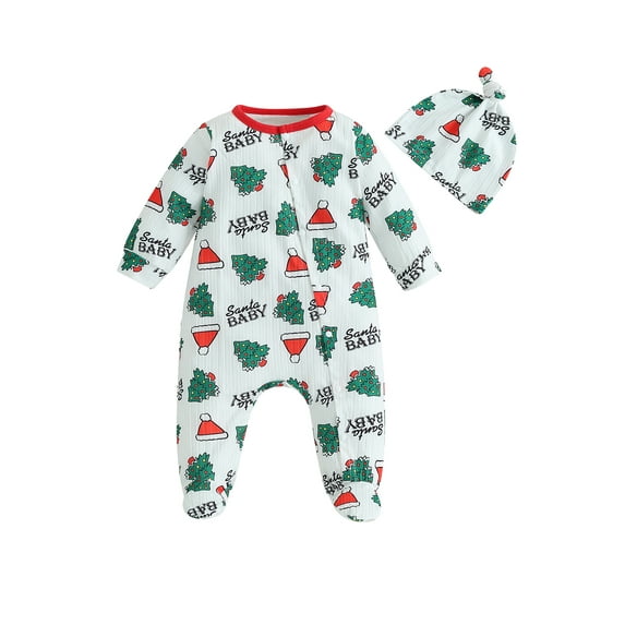 Wassery Baby Boys Girls Christmas Jumpsuit Newborn Girl Footed Romper Long Sleeve Ghost Pumpkin Print Button Bodysuits 3M 6M 12M 18M Infant Fall Clothes