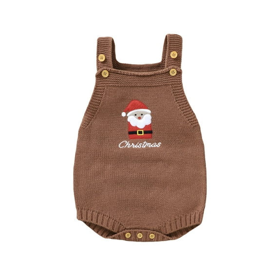 Wassery Baby Boys Girls Christmas Romper Clothes 3M 6M 9M 12M 18M Newborn Boys Girls Sleeveless Santa Claus Embroidery Knit Onesie Bodysuit