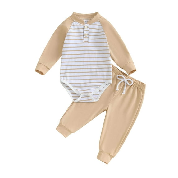Wassery Baby Boys Girls Clothes 3M 6M 9M 12M 18M Infant Long Sleeve Striped Print Romper + Pants Set 2PCS Newborn Fall Outfits