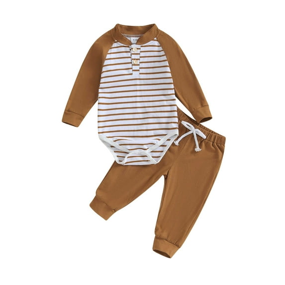 Wassery Baby Boys Girls Clothes 3M 6M 9M 12M 18M Infant Long Sleeve Striped Print Romper + Pants Set 2PCS Newborn Fall Outfits