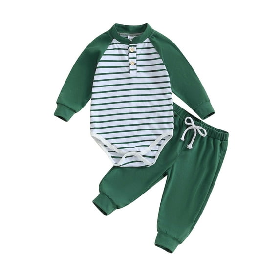Wassery Baby Boys Girls Clothes 3M 6M 9M 12M 18M Infant Long Sleeve Striped Print Romper + Pants Set 2PCS Newborn Fall Outfits