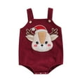 thumbnail image 1 of Wassery Baby Boys Girls Corduroy Bodysuits Infant Christmas Clothes Elk Embroidery Sleeveless Straps Romper Newborn Fall Jumpsuits Playsuit 0-18M, 1 of 8