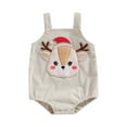thumbnail image 1 of Wassery Baby Boys Girls Corduroy Bodysuits Infant Christmas Clothes Elk Embroidery Sleeveless Straps Romper Newborn Fall Jumpsuits Playsuit 0-18M, 1 of 8