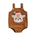 thumbnail image 1 of Wassery Baby Boys Girls Corduroy Bodysuits Infant Christmas Clothes Elk Embroidery Sleeveless Straps Romper Newborn Fall Jumpsuits Playsuit 0-18M, 1 of 8
